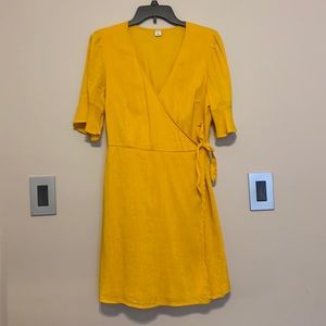 Yellow wrap dress